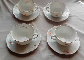 Zestaw 4 filiżanek duo z I połowy XX w. Prawdopodobnie Niemcy, nie sygnow.