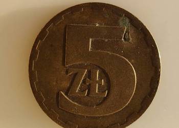 Moneta 5 zł bez znaku mennicy 1975