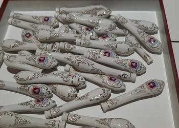 Porcelanowe uchwyty do sztućców Ćmielów - 37 szt. (k55)