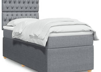 Łóżko kontynentalne z materacem jasnoszare tkanina 90x200 cm WM-3291946