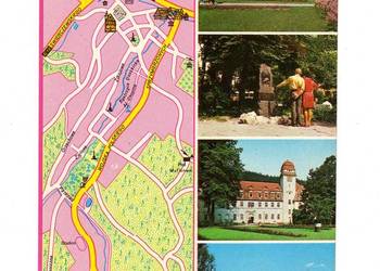 DUSZNIKI ZDRÓJ POCZTÓWKA Z PLANEM WIELOWIDOKOWA