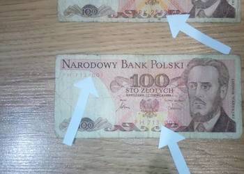 Stare banknoty 100 zł destrukty
