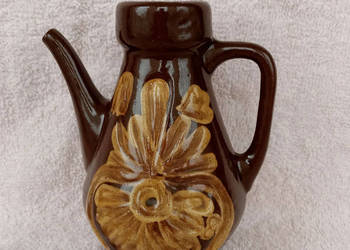 Retro dzbanek z gliny – rękodzieło, kolekcjonerski PRL.
