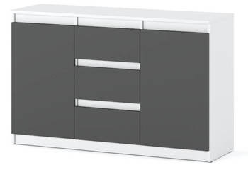 Komoda Młodzieżowa Do Sypialni Salonu 3 Szuflady Agnes 120cm Biała Szara