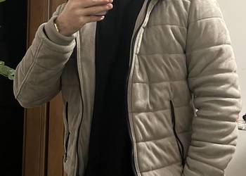 Kurtka Zara z kapturem zimowa jesienna wiatrówka męska zamszowa pikowana