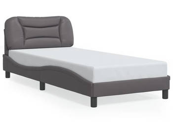 Rama łóżka z zagłówkiem szara sztuczna skóra 80x200 cm WM-3207963