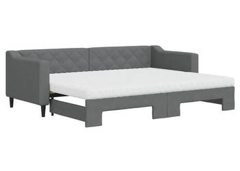 Sofa rozsuwana z materacami ciemnoszara tkanina 80x200 cm WM-3197440
