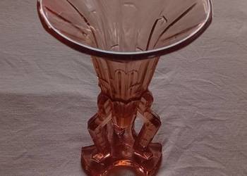Różowy wazon art deco, typu Rockett Vase, Stoelzle, lata 30-e/40-e XX w.