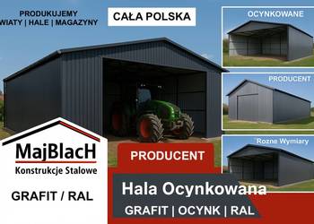 Grafitowy Garaż Blaszany na Maszyny|Wiata bez bram|Magazyn – Maj-BlacH