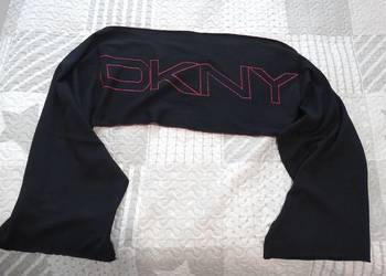 Szal Wełniany Wełna Bawełna Czarny Dwustronny Markowy Donna Karan DKNY