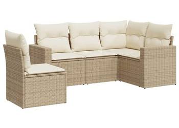 vidaXL 5-cz. zestaw mebli ogrodowych z poduszkami, beżowy(SKU:3218958)