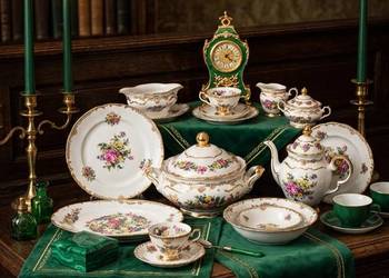 Serwis Obiadowy Kwiaty Retro 12/43 Porcelana Wałbrzych