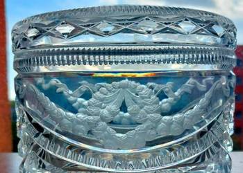 Piękna, bomboniera, kryształowa PRL.