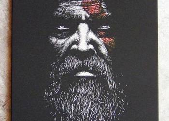 Kratos God of War Oryginalny obraz ręcznie grawerowany... Staloryt