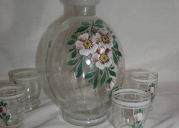 karafka szklana vintage z kieliszkami_Dd