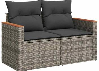 vidaXL Sofa ogrodowa z poduszkami, 2-osobowa, szara(SKU:366128)