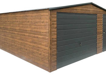 Garaż blaszany 5x6m - brama - drzwi - okno - drewnopodobny GP653