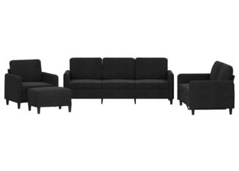 4-cz. komplet wypoczynkowy czarny obity aksamitem WM-3201949