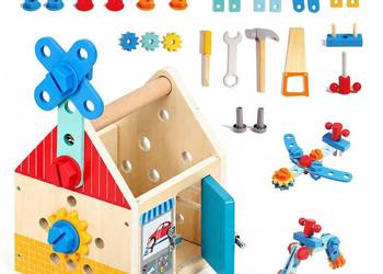 Drewniany zestaw majsterkowicza ECOTOYS 32 elementy dla dzieci od 3 lat