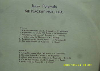 $ POP LP; JERZY POLOMSKI--NIE PŁACZMY, Pronit PLP 0046 .