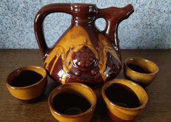 porcelit kamionka wypalany zestaw kubeczki dzbanek karafka imbryk czajnicze