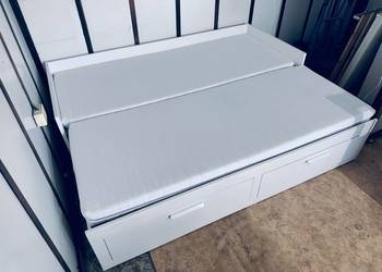 IKEA BRIMNES Leżanka Łóżko z 2 szufladami, 2 materace ,białe Transport