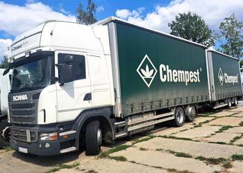 Scania R480, 6x2 + przyczepa tandem  Wielton zab. Wecon