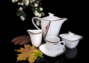 Serwis kawowy Floralis dla 12 osób wałbrzyska porcelana