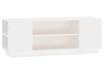 Szafka pod telewizor biała 110x35x405cm lite drewno sosnowe WM-814410