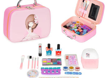 Zestaw kosmetyków dla dzieci kuferek z lusterkiem lampą UV LED