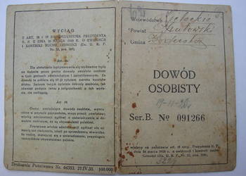 Goździelin gm. Bodzechów / dowód osobisty z 1934 roku