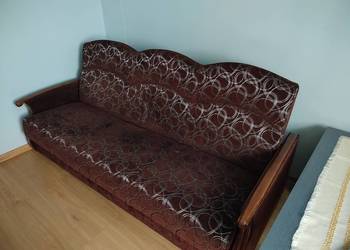 Tapczan kanapa brązowa srebrne wzorki rozkładana