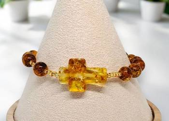 Bransoletka dziesiątka różańca z bursztynu, BURSZTYN bałtycki #1297