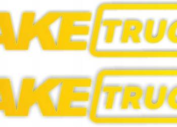 Naklejki FAKE TRUCK zółte naklejki 2szt 50cm x 8cm białe szyba bok