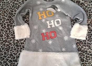 Świąteczna szara sukienka dla dziewczynki z napisem Rozmiar 4Y