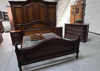 Masywna dębowa sypialnia łóżko 160cm szafki komoda szafa lustro stelaż