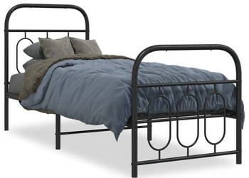 Łóżko Metalowe Czarne Rama Łóżka Ze Stelażem 75x190 cm WM-377125