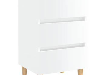 Szafka nocna z drewnianymi nóżkami biała połysk 40x35x69 cm WM-805899