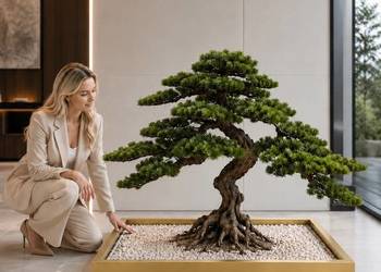Złota donica do bonsai 100×70 cm Stalowa rama Premium
