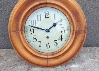 Stary okrągły zegar ścienny klubowy przedwojenny HAU sprawny chodzik F018