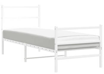 Łóżko Metalowe Białe Rama Łóżka Ze Stelażem Biała 80x200 cm WM-355423