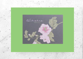 mały plakat z kwiatkiem, botanika plakat A4, hibiscus plakat, vintage obraz