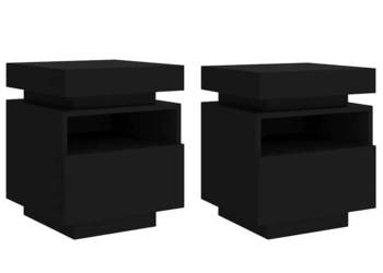 vidaXL Szafki nocne z oświetleniem LED, 2 szt., czarne(SKU:836787)