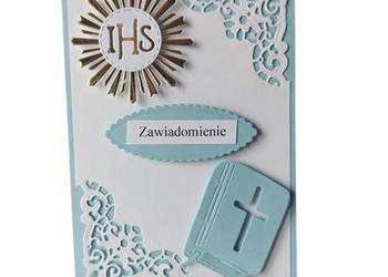 ZAWIADOMIENIA KOMUNIA CHŁOPIEC IHS KSIĄŻKA C6 BŁĘKIT - BIEL