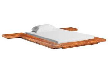 Rama łóżka futon w japońskim stylu, drewno akacjowe（SKU:3056420）