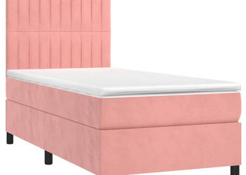 Łóżko kontynentalne z materacem i LED różowy aksamit 90x190 cm WM-3136220