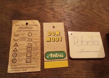 3 metki od ubrań dom mody astra i modena, Raffaell. PRL i vintage