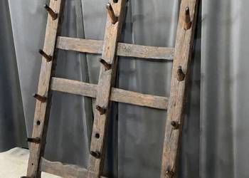 Stary drewniany wieszak gospodarczy, rustykalny XIX/XX w.