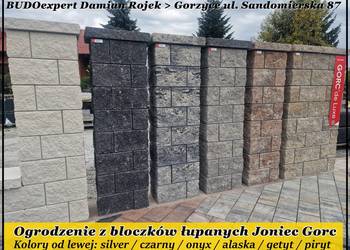 OGRODZENIE ŁUPANE bloczek betonowy łupany JONIEC GORC Silver