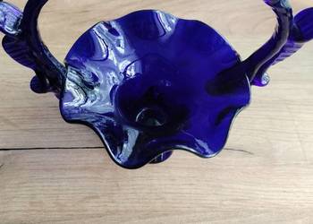 Koszyczek granatowy szklany prl